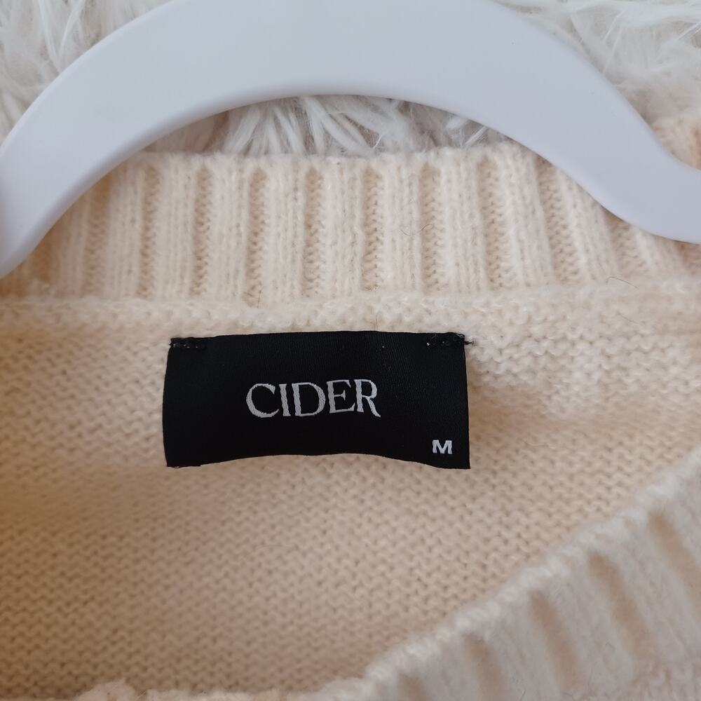 Cider Sweater Black Cats Preppy Cropped Size M Beige - Picture 4 of 7